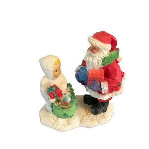 Santa & Child Christmas Figurine With Gifts 3.5"